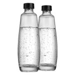SodaStream 2 Glas-Flaschen 1L Twinpack Schwarz | Kompatibel mit SodaStream DUO | Ersatzglasflaschen | Spühlmaschinenfest | erweitertes Fassungsvermögen 