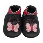 Yalion »Weiche Leder Lauflernschuhe Hausschuhe Lederpuschen Schmetterling Schwarz 100% Leder« Krabbelschuh