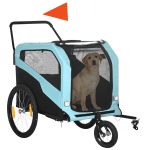 PawHut 2-in-1 Hundeanhänger, Fahrradanhänger für Hunde, Hundewagen mit Reflektoren, Hundebuggy max. 30 kg, Oxford-Gewebe, Blau