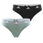 adidas 2P Underwear Brazilian Thong Schwarz/Grün Baumwolle Small Damen