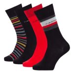 Calvin Klein 4P David Crew Socks Gift Box Schwarz/Rot One Size Herren
