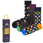 Happy socks 3P Celebration Socks Gift Box Schwarz gemustert Baumwolle Gr 41/46