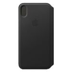 Apple Leder Folio Case | geeignet für iPhone XS Max | Schwarz | Klapphülle aus Leder |praktisches Kartenfach | Aussparung für Kamera | mit Apple Logo