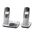 Panasonic KX KX-TGE522GS Silber-Schwarz | Schnurloses Seniorentelefon | Anrufbeantworter | Beleuchtetes Display | zusätzliches Handset