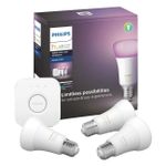 Hue White and-Color-Ambiance LED Starter Kit|3xE27+Bridge-Bluetooth