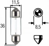 Hella Glühlampe, Kennzeichenleuchte [Hersteller-Nr. 8GM002092-121] für Abarth, Alfa Romeo, Audi, Austin, BMW, Cagiva, Chrysler, Citroën, Dacia, Daihat