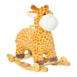 2-IN-1 Schaukelpferd mit Räder Plüsch Schaukeltier Babyschaukel Spielzeug für 36-72 Monaten Giraffen-Design Gelb 63 x 38 x 63 cm