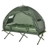 Campingbett Set Zelt mit Schlafsack Matratze 4 in 1 faltbar Dunkelgrün
