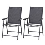 Klappstuhl mit Armlehne 2er Set Campingstuhl Angelstuhl Metall Schwarz 58 x 64 x 94 cm