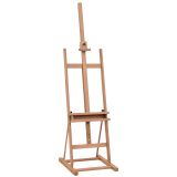 Staffelei Keilrahmen Atelierstaffelei Höhen- und Winkelverstellbar mit Ablagefach Buchenholz Natur 53 x 50,5 x 171-230 cm