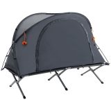 Campingbett mit Zelt erhöhtes Feldbett für 1 Person Kuppelzelt mit Luftmatratze inkl. Tragetasche Grau 200 x 86 x 147 cm