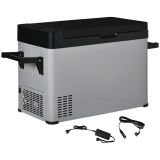 Kühlbox Auto 50L mit LCD-Anzeige 2 Modi Kompressor Autokühlschrank mit Griffe Boot Camper Reisen 12/24V DC und 110-240V AC Grau+Schwarz