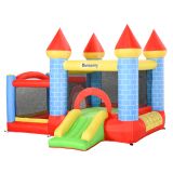 Aufblasbare Hüpfburg mit Rutsche Pool für 3 Kinder Burg Springburg mit Gebläse Spielburg Spielhaus für 3-8 Jahre Oxford-, Polyester-Gewebe Rot+Blau+Grün 280 x 260 x 210 cm