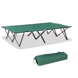 Campingbett Klappbar für 2 Personen Feldbett Klappbett mit Tragetasche bis 136 kg belastbar Stahl Oxford Grün+Schwarz 193 x 125 x 40 cm