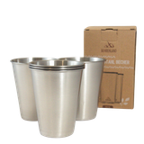 Behrenland Edelstahl Becher 5er Set | Premium | 350ml | plastikfrei nachhaltig | Lunchcup Vorratsdose Outdoor cup Wandern Campingbecher Stapelbar | Schule Camping Ausflug