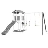 Beach Tower Spielturm mit Doppelschaukel - Graue Rutsche