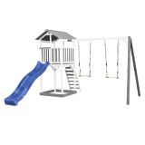 Beach Tower Spielturm mit Doppelschaukel - Blaue Rutsche