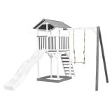 Beach Tower Spielturm mit Einzelschaukel - Weiße Rutsche