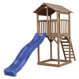Beach Tower Spielturm Braun - Blaue Rutsche