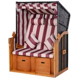 Strandkorb 118x79x150 cm für 2 Personen inkl. Rücken- und Sitzkissen verstellbare Rückenlehne Klapptische und Fußstützen rose