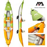 Aqua Marina Kajak 412x83 cm für 2 Personen mit Luftsitz verstellbarer Lehne Transporttasche Reparaturset Handpumpe strapazierfähig Grün/Weiß/Orange