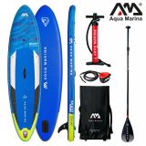 Aqua Marina SUP Board 320x81cm mit Reißverschlussrucksack Double Action-Pumpe LIQUID AIR V1 Paddel Einschub-Mittelfinne Sicherheitsleine Blau
