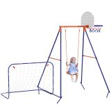 Kinderschaukel-Set, Fußballtor, Basketballkorb, Stahlgestell, 3-8 Jahre