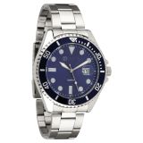 Miraval Herrenarmbanduhr mit Edelstahlarmband 43 mm Datumsanazeige Lupe