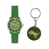 Miraval Kinderarmbanduhr Silikonarmband mit Schlüsselanhänger Dinosaurer Motiv