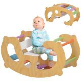 AIYAPLAY 2 in 1 Klettergerüst Set, Kletterbogen aus Holz Indoor Mehrfarbig