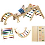 AIYAPLAY 5 in 1 Klettergerüst Set mit Rutsche, Kletterdreieck aus Holz Indoor