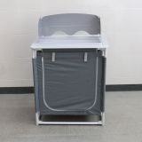 Tragbarer Camping Kochtisch mit Windschutz, ca. 75 x 55 x 82/108 cm – Schwarz/Silber