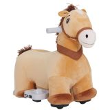 6V Kinder Elektroauto in Pferdform, 2 km/h Kinderfahrzeug mit Musik, Braun