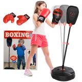 Standboxsack-Set für Kinder, höhenverstellbar, inkl. Boxhandschuhe, Schwarz