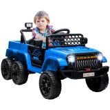 12V Elektrisches Kinderauto, mit Lichtern, Musik und Hupe, 3-8 Jahre, Hellblau