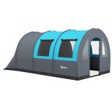 Tunnelzelt, Campingzelt für 6 Personen, mit 2 Räumen, Lichthaken für Garten Grau