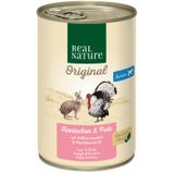 REAL NATURE Original Nassfutter für Hunde Junior Kaninchen und Pute 12x400 g