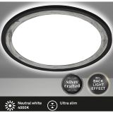Ultraflaches LED Panel mit LED Backlight, Ø29,3 cm, 1x LED, 18 W, 2400 lm, schwarz-silber