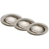 3er Set LED Einbauleuchten, Ø 8,6 cm, 5 W, 460 lm, Matt Nickel