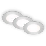 LED Einbauleuchten 3er-Set, Ø8,6 cm, 3x LED, 3 W, 350 lm, chrom-matt