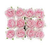 Glorex Deko-Röschen mit Draht, rosa, 18 mm, 12 Stück