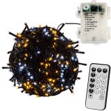 VOLTRONIC® 50 LED Lichterkette, warm/kalt, grün, Batt, FB
