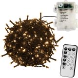 VOLTRONIC® 50 LED Lichterkette, warmweiß, grün, Batt, FB
