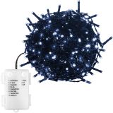 VOLTRONIC® 50 LED Lichterkette, kaltweiß, Kabel grün, Batt