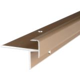 Proviston - Laminat-Treppenkante | Aluminium eloxiert | Bronze Hell | Breite 10 mm | Höhe 8.5 mm | Länge 1000 mm | Gebohrt | Treppenkantenprofil |