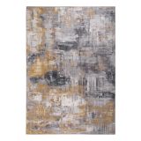 Homcom Teppich pflegeleichter Kurzflor Grau-Gelb 290 x 200 x 0,7 cm
