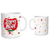 Lily\'s Treasures [Q3539] - \'Frohe Weihnachten\' Keramikbecher Rot Weiß (Sterne) - 9. 5x8 cm