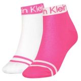 Calvin Klein 2P Logo Welt Quarter Socks Rosa One Size Damen