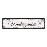 Schild Schneeflöckchen mit Wunschtext - Farbe weiß - Format 30 x 7,5 cm