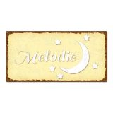 Dekoschild im Vintage Look mit Wunschtext 200 x 100mm pastellgelb/braun
